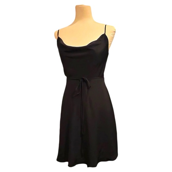 gianni bini Little black Slip dress  Draped Neck Small New with Tags - Picture 1 of 8